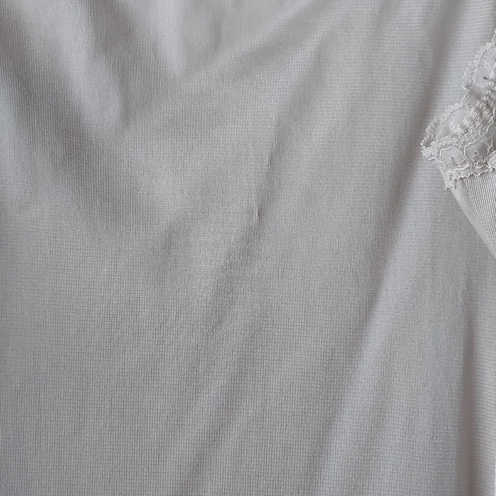 Vintage Vanity Beige Ecru Nylon Antron III Slip Chemise Lace Trim 36 Fairy